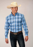 Roper Mens Long Sleeve Button Cornflower Plaid Western Shirt - Roper - Flyclothing LLC
