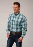 Roper Mens Long Sleeve Button Meadow Plaid Western Shirt - Roper