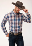 Roper Mens Long Sleeve Button Vintage Plaid Western Shirt - Roper