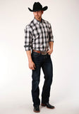 Roper Mens Long Sleeve Button Black Hills Plaid Western Shirt - Roper