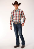 Roper Mens Long Sleeve Button Canyon Plaid Western Shirt - Roper
