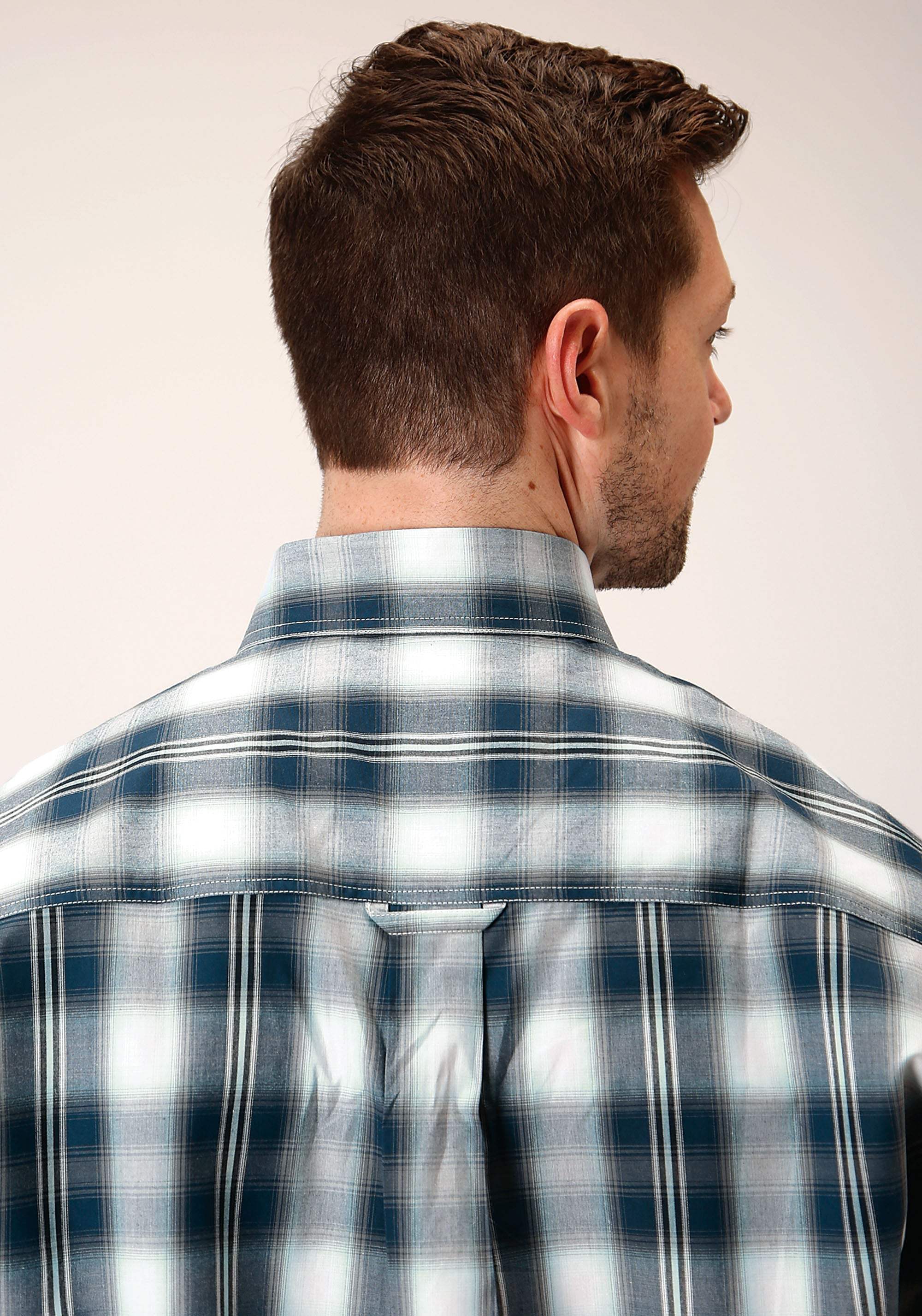Roper Mens Long Sleeve Button Blue West Plaid Western Shirt - Roper - Flyclothing LLC