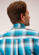 Roper Mens Long Sleeve Button Deep Pool Ombre Western Shirt - Roper - Flyclothing LLC