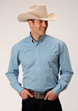 Roper Mens Long Sleeve Button Stretch Check Western Shirt - Roper