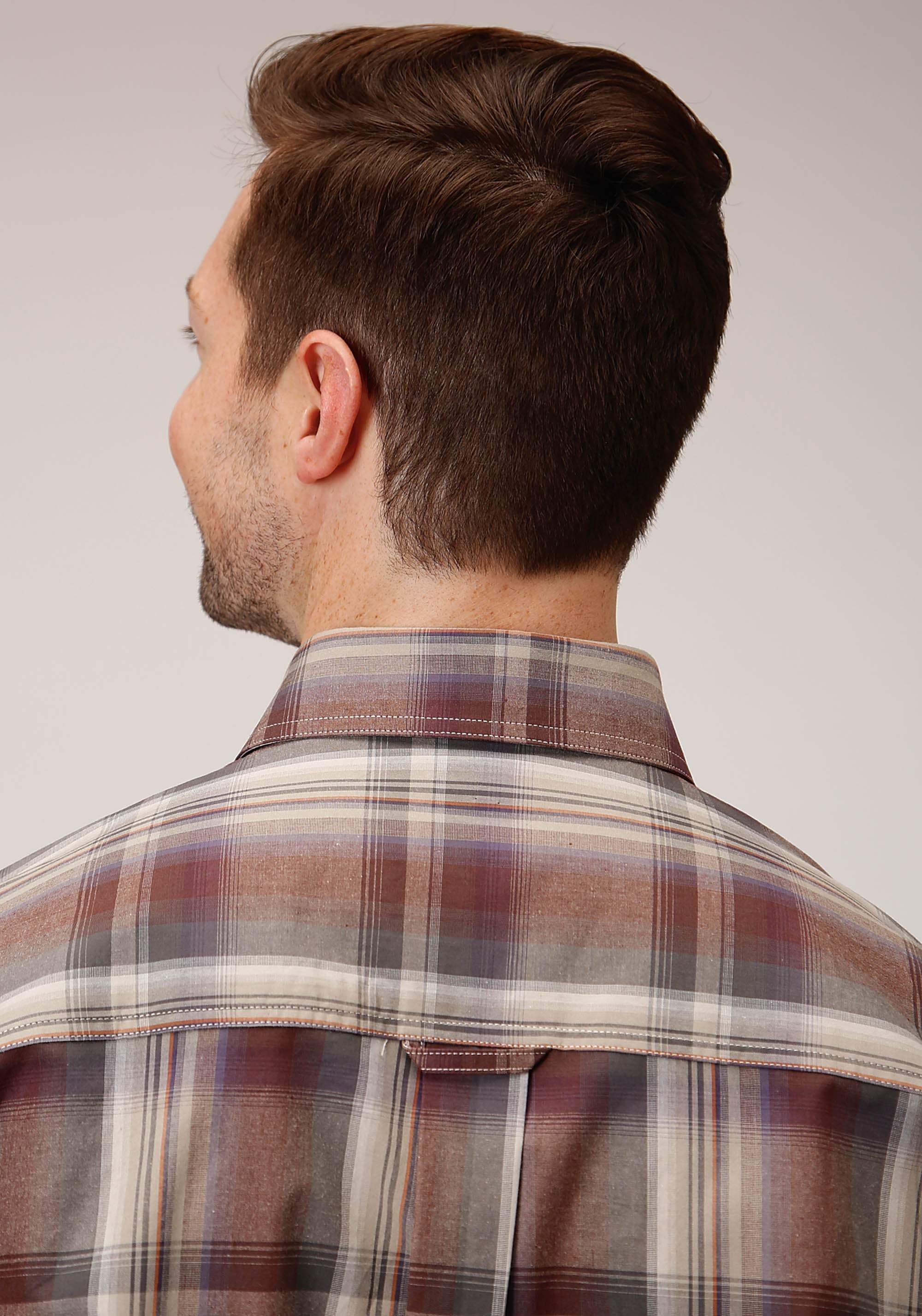 Roper Mens Long Sleeve Button Cider Plaid Western Shirt - Roper - Flyclothing LLC