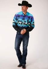 Roper Mens Long Sleeve Snap Beach Roundup Border Western Shirt - Roper - Flyclothing LLC