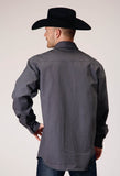 Roper Mens Long Sleeve Snap Brush Twill Charcoal Western Shirt - Roper