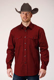 Roper Mens Long Sleeve Snap Brush Twill Rust Western Shirt - Roper