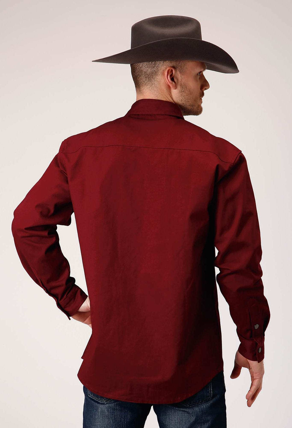 Roper Mens Long Sleeve Snap Brush Twill Rust Western Shirt - Roper - Flyclothing LLC