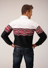 Roper Mens Long Sleeve Snap Tribal Border Western Shirt - Roper