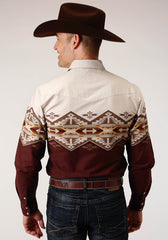 Roper Mens Long Sleeve Snap Arizona Aztec Border Western Shirt