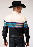 Roper Mens Long Sleeve Snap Greenline Serape Border Western Shirt - Roper