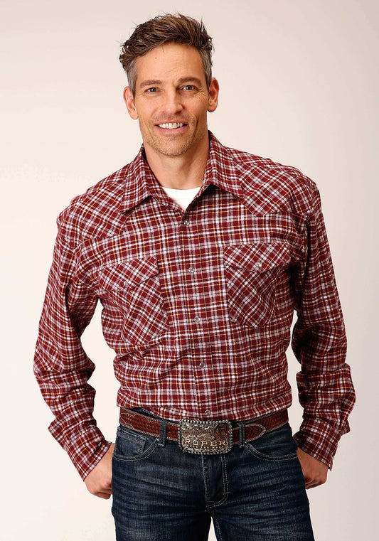 Roper Mens Long Sleeve Snap Unlined Flannel Plaid Shirt Western Shirt - Roper - Flyclothing LLC