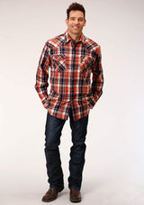 Roper Mens Long Sleeve Snap Unlined Flannel Plaid Shirt Western Shirt - Roper - Flyclothing LLC
