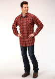 Roper Mens Long Sleeve Snap Unlined Flannel Plaid Shirt Western Shirt - Roper