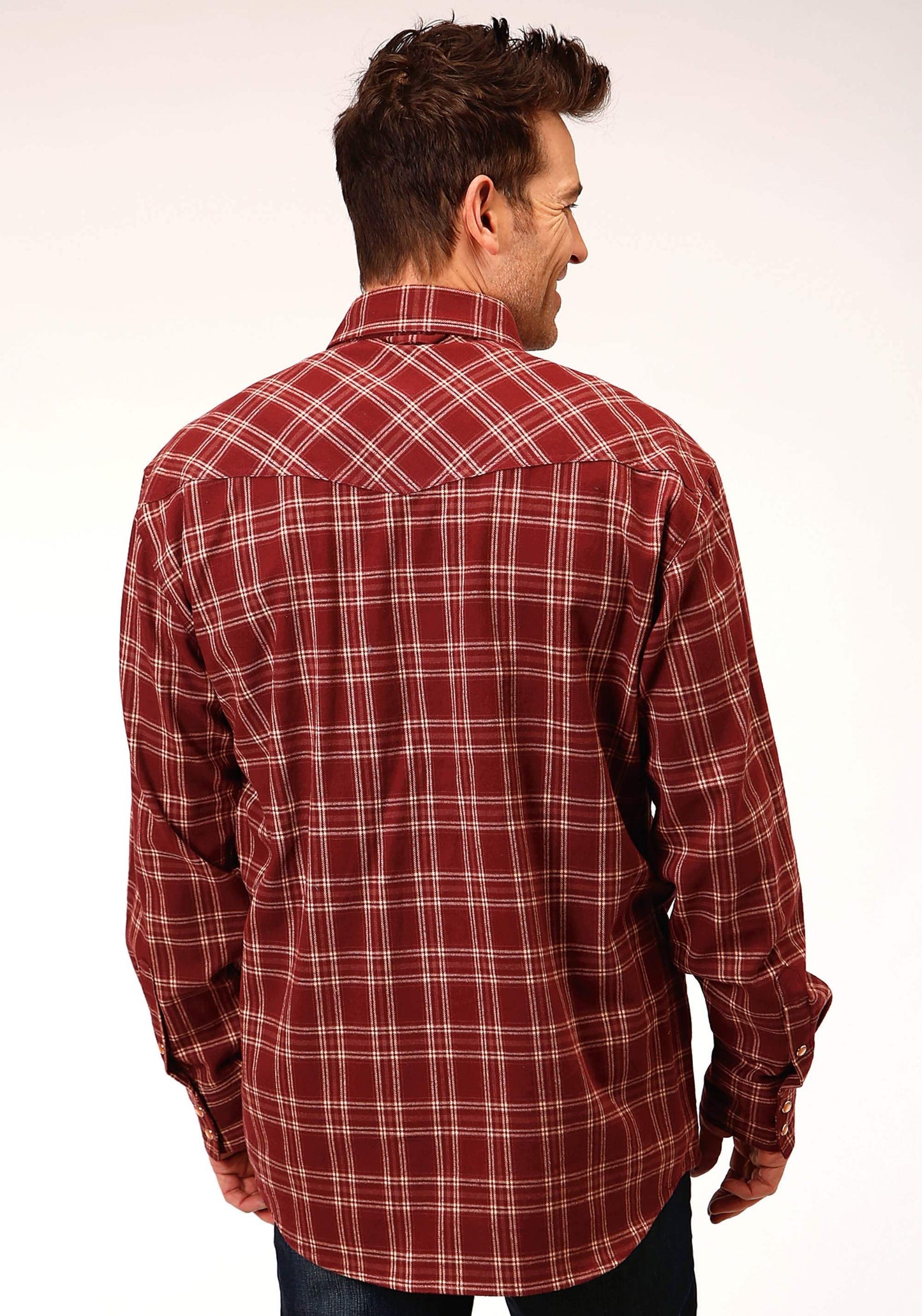 Roper Mens Long Sleeve Snap Unlined Flannel Plaid Shirt Western Shirt - Roper - Flyclothing LLC