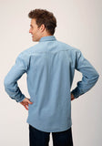 Roper Mens Long Sleeve Snap Light Blue Denim Western Shirt - Roper