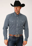 Roper Mens Long Sleeve Button Four Leaf Foulard Western Shirt Tall Fit - Roper