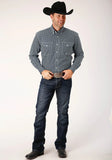 Roper Mens Long Sleeve Button Four Leaf Foulard Western Shirt Tall Fit - Roper