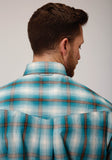 Roper Mens Long Sleeve Button Teal Ombre Western Shirt Tall Fit - Roper