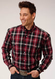 Roper Mens Long Sleeve Button Saddle Plaid Western Shirt Tall Fit - Roper