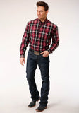 Roper Mens Long Sleeve Button Saddle Plaid Western Shirt Tall Fit - Roper