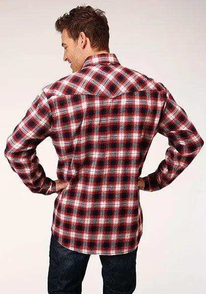 Roper Mens Long Sleeve Snap Unlined Flannel Plaid Shirt Western Shirt Tall Fit - Roper - Flyclothing LLC