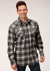 Roper Mens Long Sleeve Snap Unlined Flannel Plaid Shirt Western Shirt Tall Fit - Roper - Flyclothing LLC