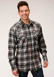 Roper Mens Long Sleeve Snap Unlined Flannel Plaid Shirt Western Shirt Tall Fit - Roper