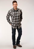 Roper Mens Long Sleeve Snap Unlined Flannel Plaid Shirt Western Shirt Tall Fit - Roper