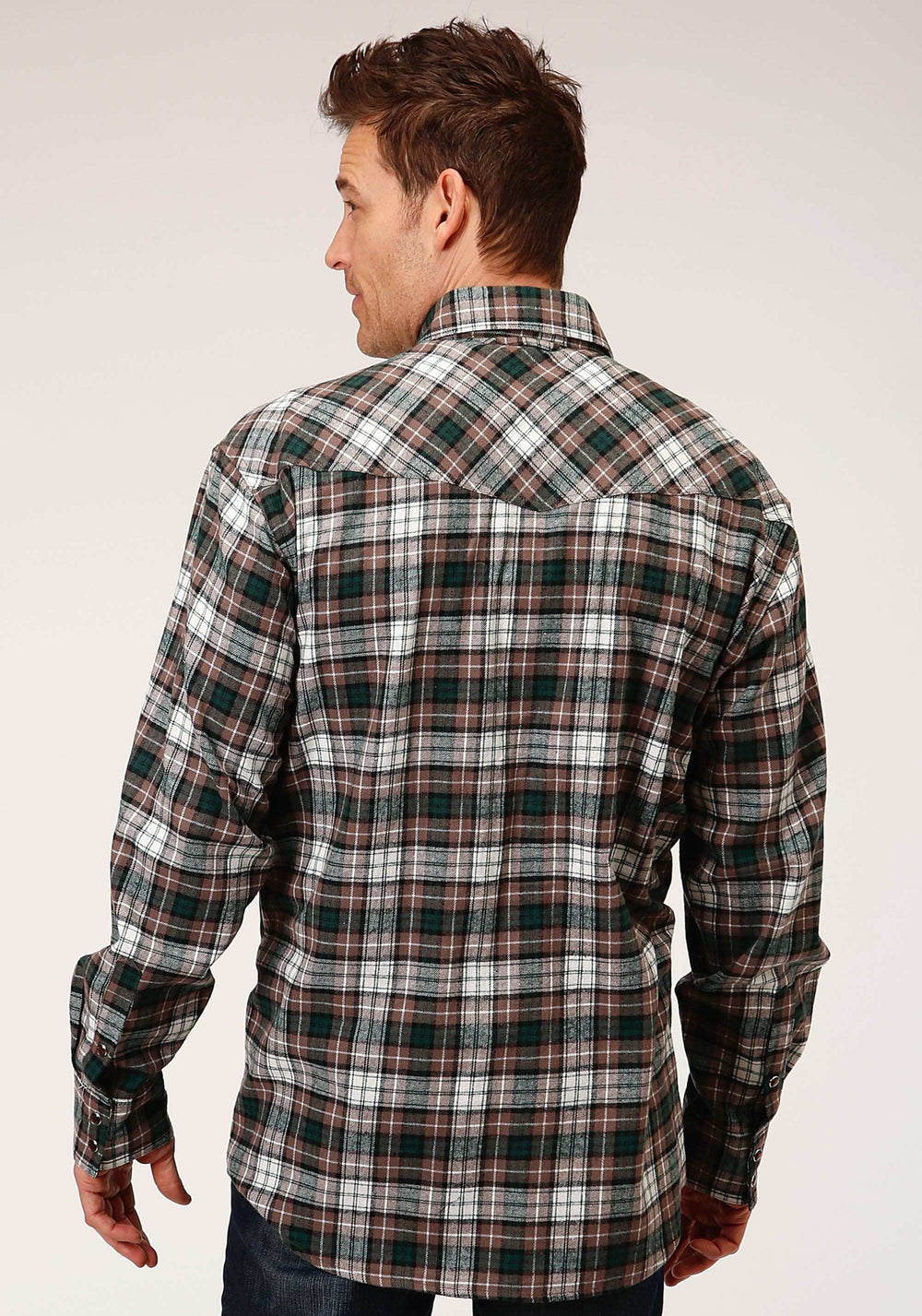 Roper Mens Long Sleeve Snap Unlined Flannel Plaid Shirt Western Shirt Tall Fit - Roper - Flyclothing LLC