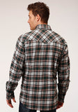 Roper Mens Long Sleeve Snap Unlined Flannel Plaid Shirt Western Shirt Tall Fit - Roper