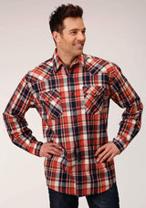 Roper Mens Long Sleeve Snap Unlined Flannel Plaid Shirt Western Shirt Tall Fit - Roper - Flyclothing LLC