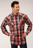 Roper Mens Long Sleeve Snap Unlined Flannel Plaid Shirt Western Shirt Tall Fit - Roper
