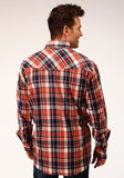 Roper Mens Long Sleeve Snap Unlined Flannel Plaid Shirt Western Shirt Tall Fit - Roper