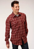 Roper Mens Long Sleeve Snap Unlined Flannel Plaid Shirt Western Shirt Tall Fit - Roper