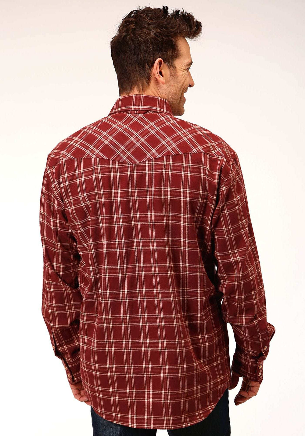 Roper Mens Long Sleeve Snap Unlined Flannel Plaid Shirt Western Shirt Tall Fit - Roper - Flyclothing LLC