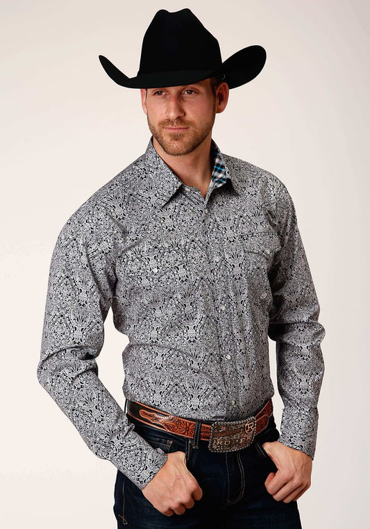Roper Mens Long Sleeve Snap Medallion Paisley Western Shirt Tall Fit - Roper - Flyclothing LLC