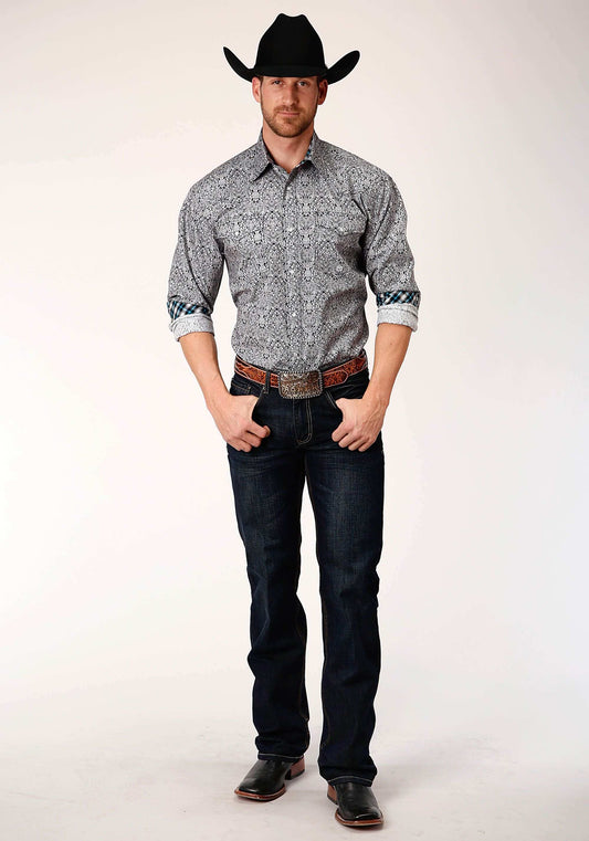Roper Mens Long Sleeve Snap Medallion Paisley Western Shirt Tall Fit - Roper - Flyclothing LLC