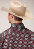 Roper Mens Long Sleeve Snap Red Currant Foulard Western Shirt Tall Fit - Roper