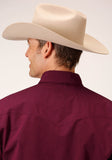 Roper Mens Long Sleeve Snap Solid Black Fill Wine Western Shirt Tall Fit - Roper