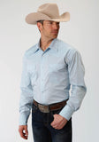 Roper Mens Blue Solid Long Sleeve Western Snap Shirt Tall Fit - Roper