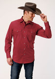 Roper Mens Long Sleeve Snap Stretch Poplin Red Western Shirt Tall Fit - Roper