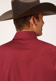 Roper Mens Long Sleeve Snap Stretch Poplin Red Western Shirt Tall Fit - Roper