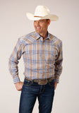 Roper Mens Long Sleeve Snap Sandy Plaid Western Shirt Tall Fit - Roper