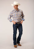 Roper Mens Long Sleeve Snap Sandy Plaid Western Shirt Tall Fit - Roper