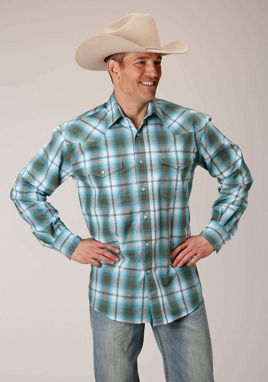 Roper Mens Long Sleeve Snap Meadow Plaid Western Shirt Tall Fit - Roper - Flyclothing LLC