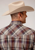 Roper Mens Long Sleeve Snap Cider Plaid Western Shirt Tall Fit - Roper