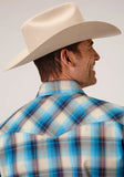 Roper Mens Long Sleeve Snap Sunset Plaid Western Shirt Tall Fit - Roper