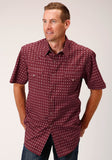 Roper Mens Short Sleeve Snap Texture Diamond Print Western Shirt - Roper
